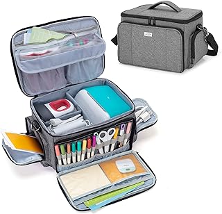 LUXJA Carrying Case Compatible with Cricut Joy and Easy Press Mini, Carrying Bag with Supplies Storage Sections, Gray