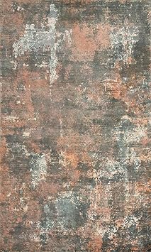 Modern Collection 5x8 Modern Rug, Hand Knotted Oranges & Rust Viscose Silk Carpet for Home Decor, Bedroom, Living Room, Dining Room