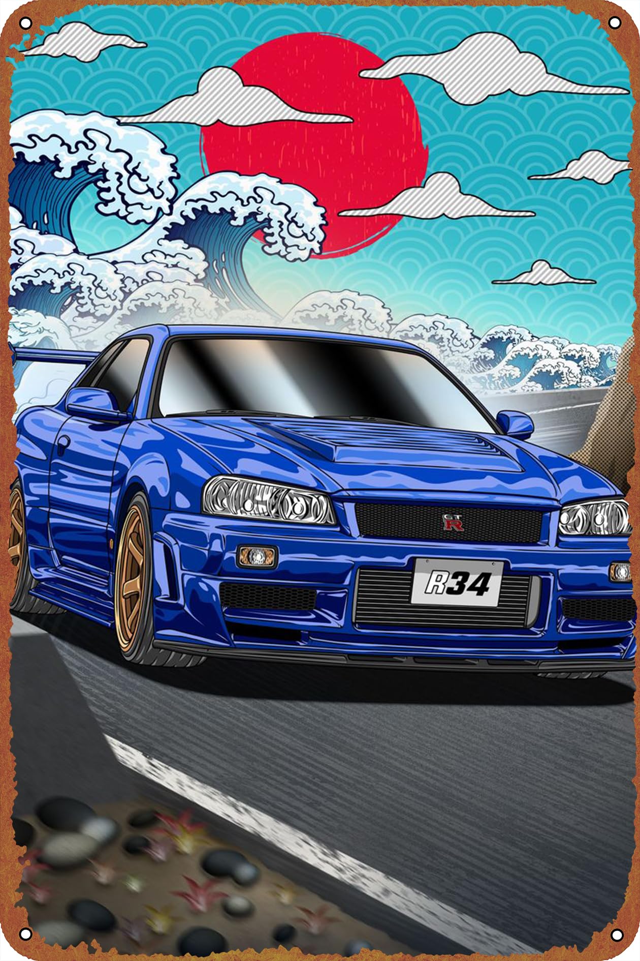ポスター Ppor Amazon.com: Skyline GTR R34 Kanagawa Poster Metal Tin Sign