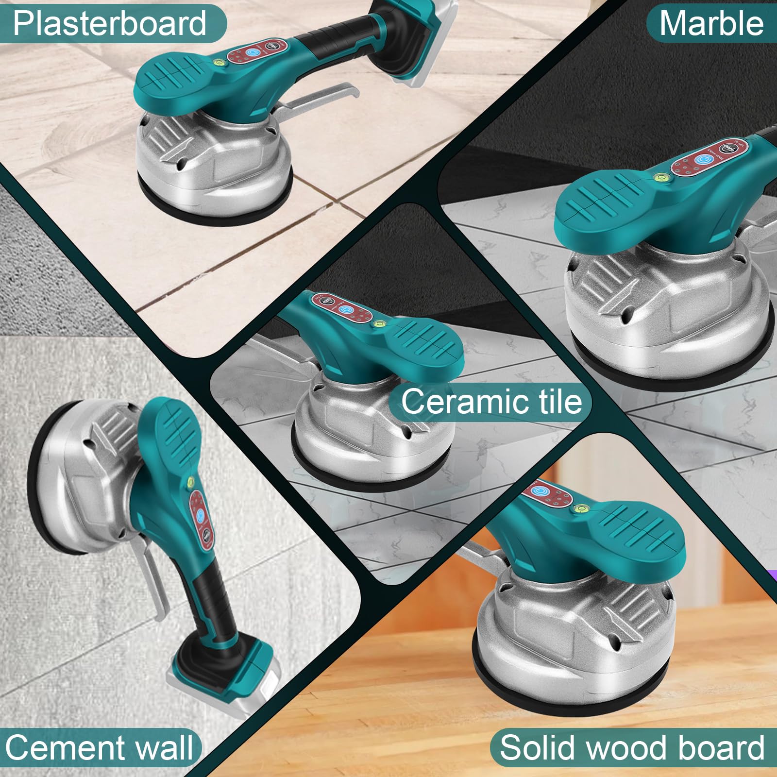 WingFly Vibratore per Piastrelle per Makita 18 V batteria, Strumenti per Piastrellista con 6 Marce Regolabili, ventosa da 13 mm, Adsorbimento per piastrelle da 30 – 240 cm