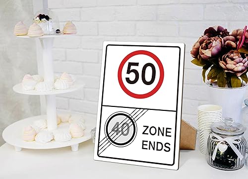 Miniatura 3 de Carro de carreras 50 cumpleaños decoraciones para hombres, letreros de tráfico, decoración de habitación, decoración de fiesta temática de coche,