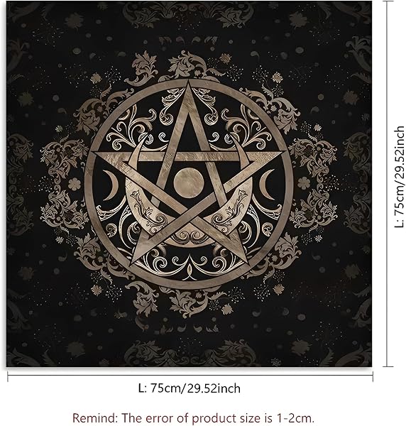 Tarot-Tischdecke, Altartuch, 74,9 cm, Tarot-Lesetuch, quadratisch für Tarotkarten-Deck, Hexerei, Wicca, heidnisch, spirituelles Zubehör, Wahrsagung, Tarot-Matte - 5