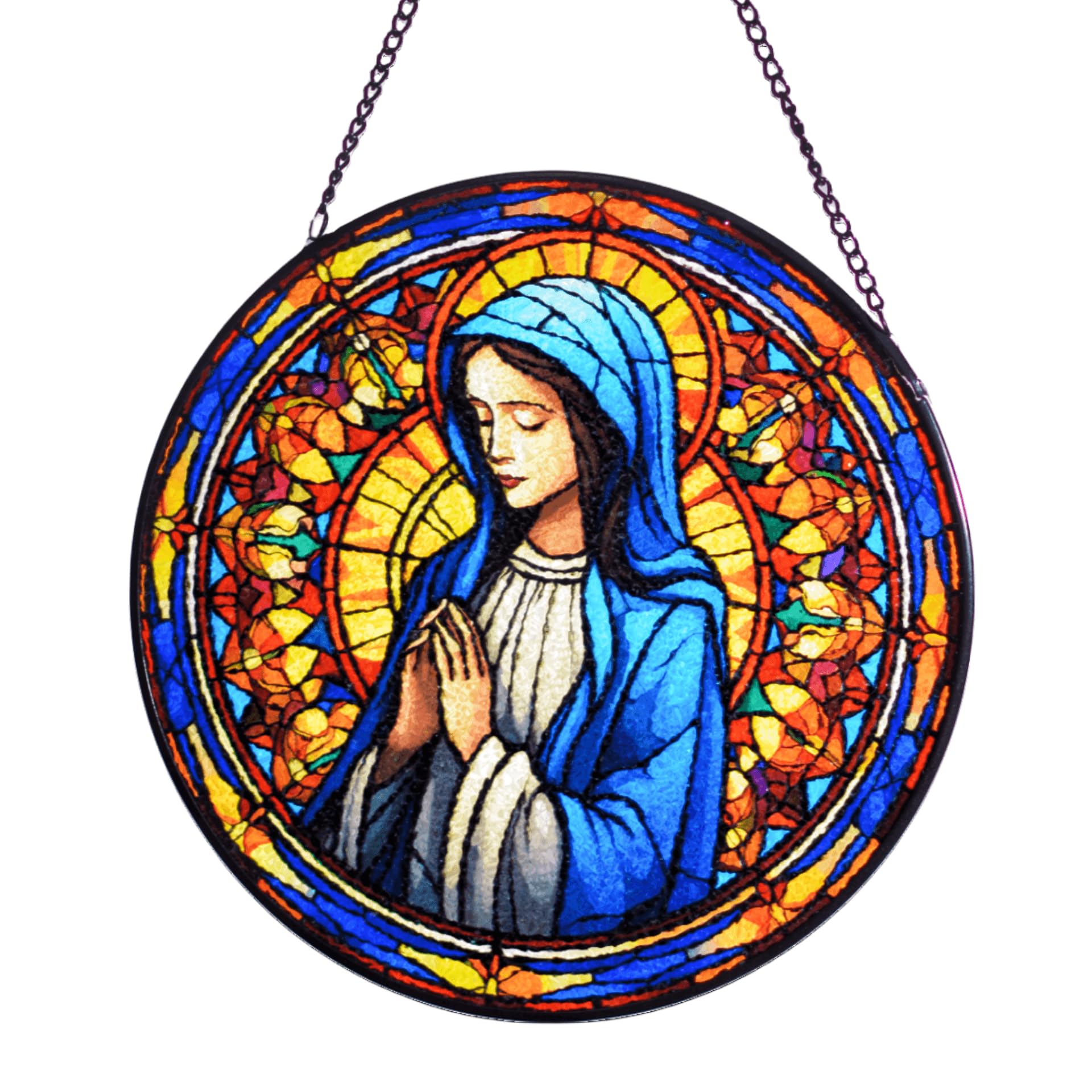 Amazon.co.jp: 聖母マリア ステンドグラス 窓掛け 8インチ/20cm 聖母