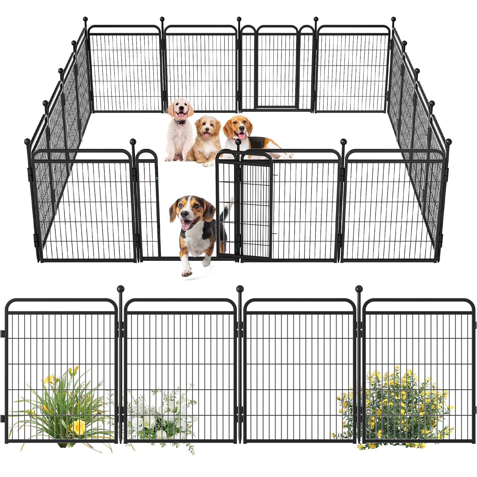 Gardner Pet Dog Playpens, 32" H 16 Panels Dog Pen Outdoor/Indoor Dog Fence Exercise Pen for Small/Medium/Large Dogs, Foldable Pet Play Yard Gate with