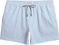 MaaMgic Men's 5.5" Seersucker Swim Trunks - Quick Dry Beach Shorts with Mesh Liner, Pockets & Elastic Waist