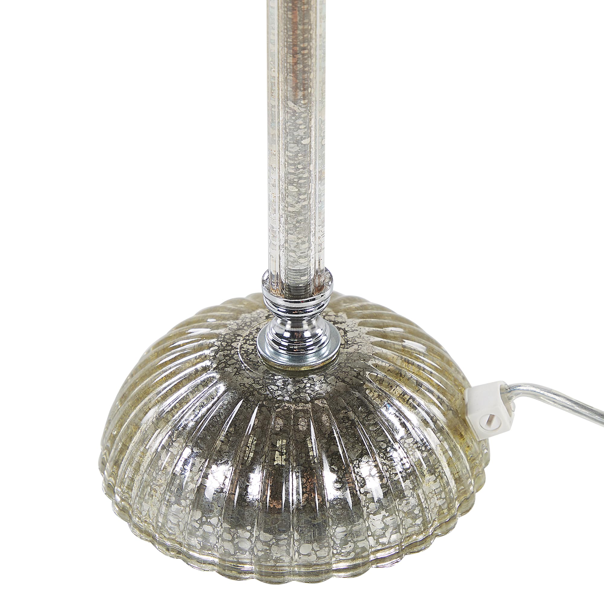 Elegante Tischlampe Lampenschirm aus Polyester Lampenfuß aus Glas weiß Kubena