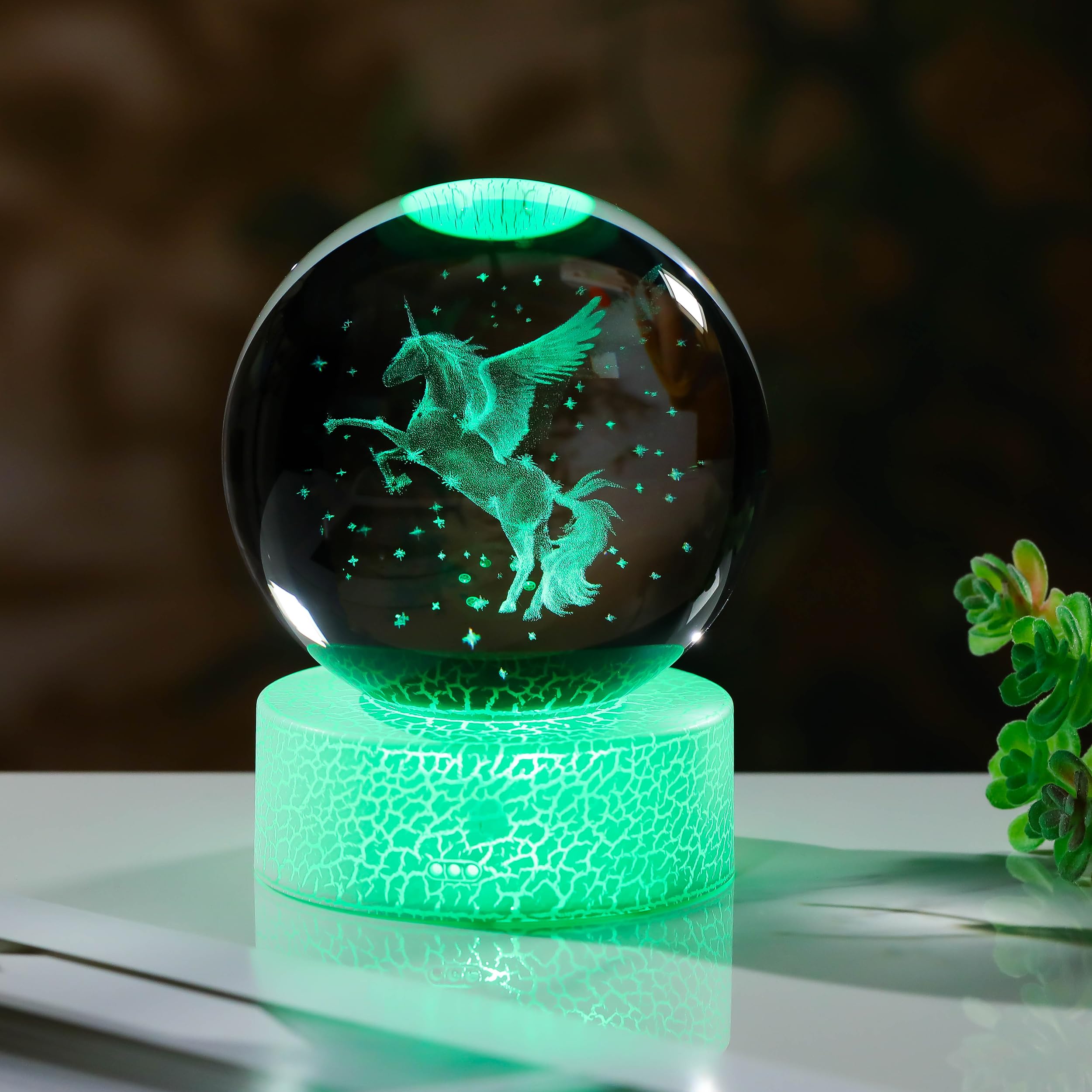JEWUNO 3D Unicorn Gifts For Women - Crystals Ball Figurines Decor Glass
