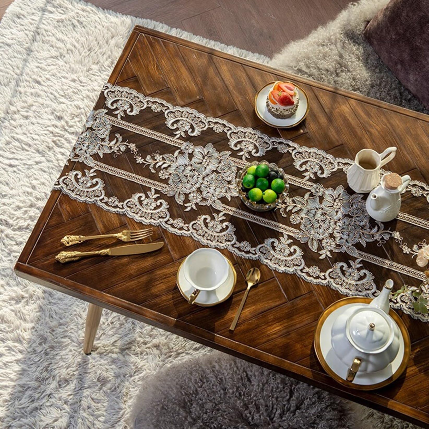 Amazon｜テーブルランナー レース テーブルセンター 欧風 シンプル 花