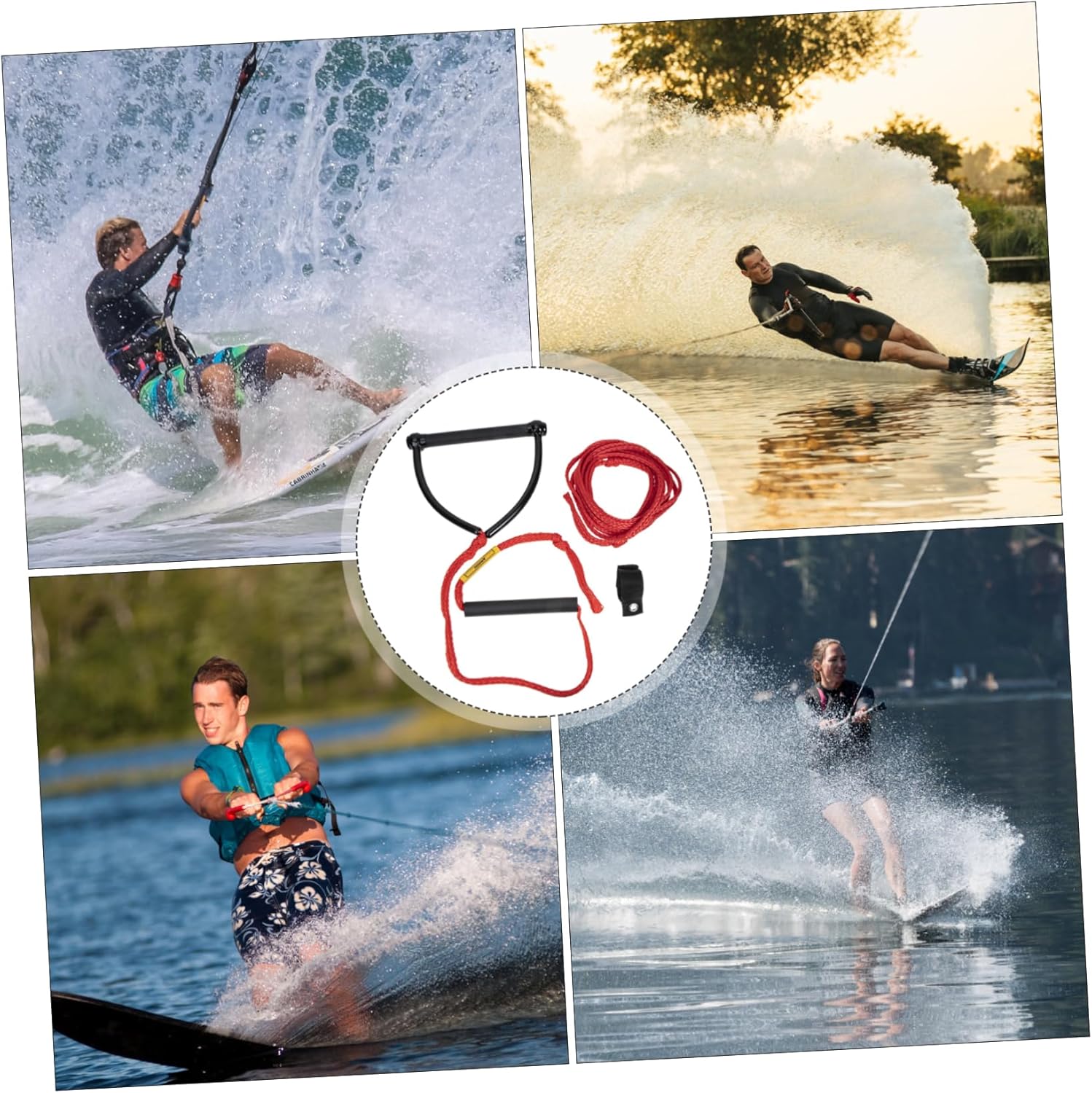 Heavy Duty Wear Resistant Water Ski Rope with Stable Handle for Wakeboarding and Water Sports Durable Portable Skiing Tow Rope for Tubing