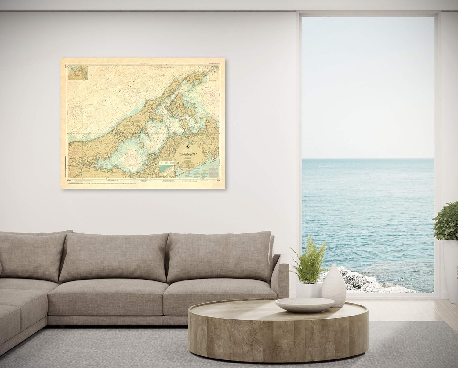 Paradise Cay Publications Antiqued NOAA Chart 12358: New York Long Island: Shelter Island Sound and Peconic Bays; Mattituck Inlet