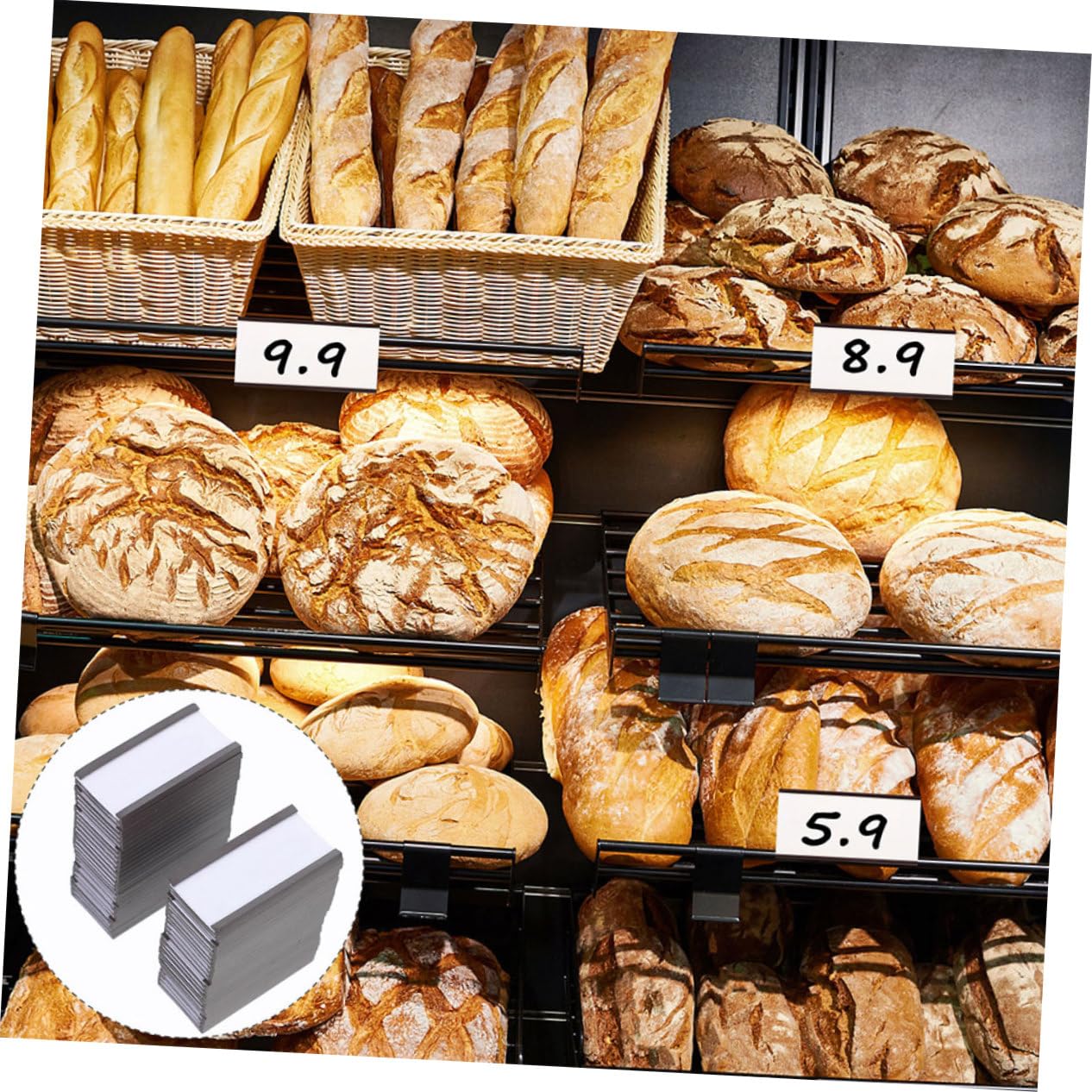 60 Porta Etichette Magnetici Neri in Gomma con Inserti Sostituibili | Archivio e Cassetta Postale, Uso in Deposito o Supermercato, Stile Semplice ed Elegante