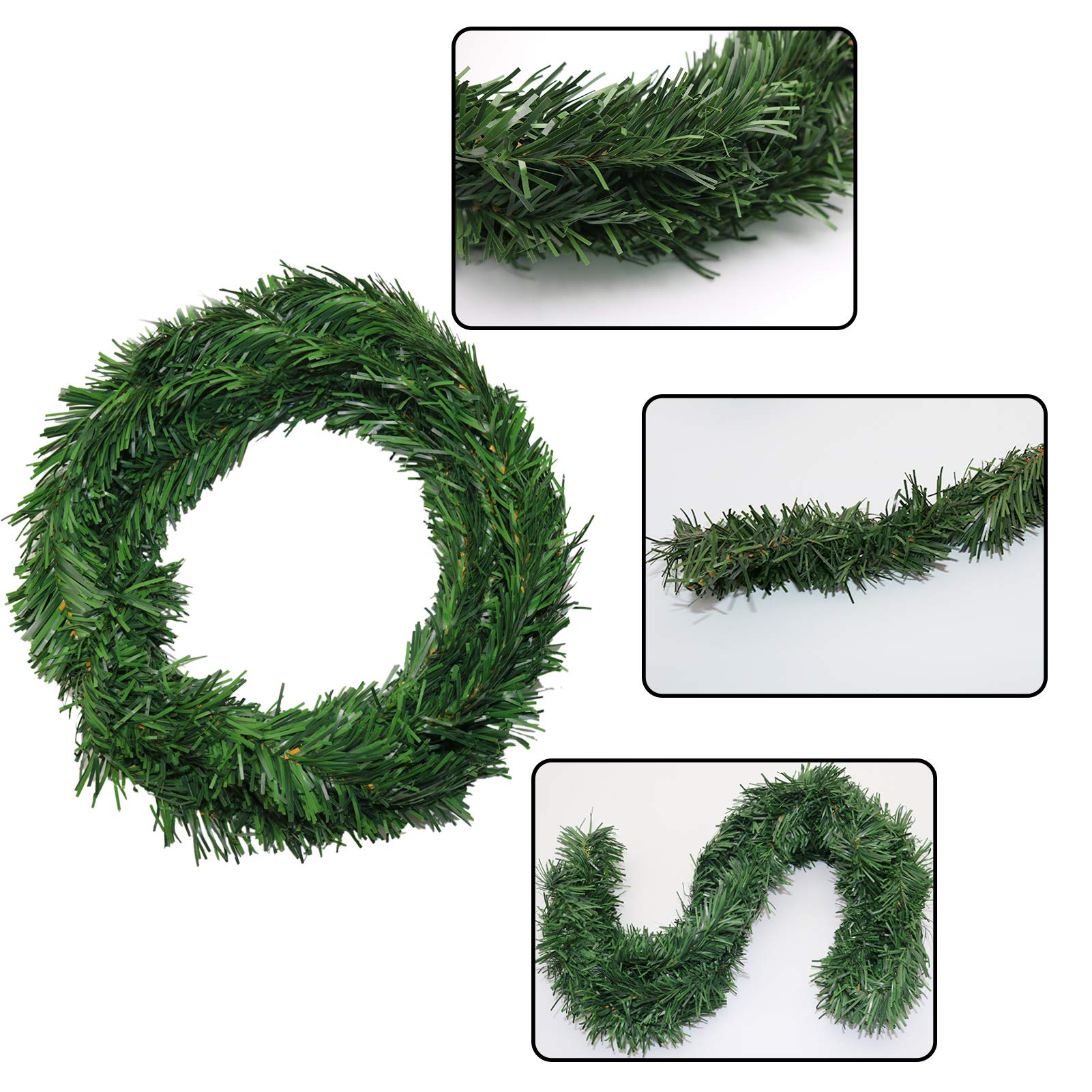 50-Foot Non-Lit Christmas Garland - Soft Green Artificial Greenery For Indoor/Outdoor Decor (3 Pack)