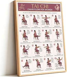 Tai Chi Chair Workout Chart Poster Women Workout Exercise Wall Art Decor