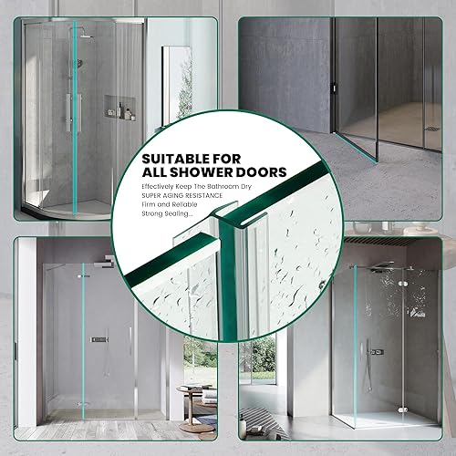 Miniatura 4 de Paquete de 3 sellos laterales y inferiores de puerta de ducha sin marco, tira de sellado de ducha de PVC transparente de 77 pulgadas de largo para