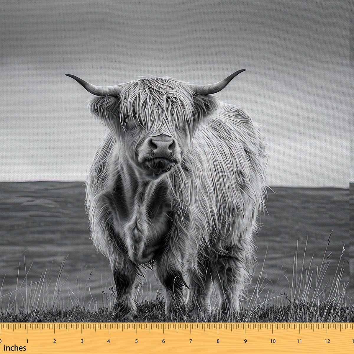 Erosebridal Farm Highland Cow Fabric by The Yard,Farmhouse Cow Print Upholstery Fabric,Hunting Animal Decorative Fabric,Rustic Farm Indoor Outdoor Fabric for Quilting,Grey,3 Yards