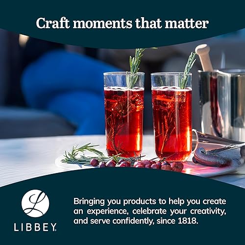 Miniatura 6 de Libbey Polaris Axis - Juego de vasos largos y vasos cortos, elegantes, sin plomo, con líneas modernas claras y precisas, aptos para el lavavajillas