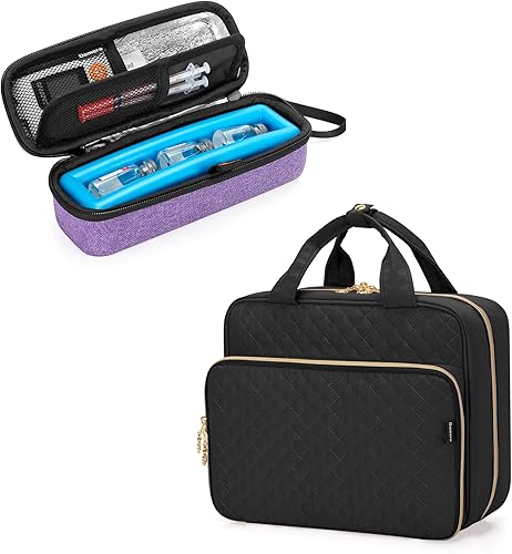 Damero Organizador de botellas de píldoras, organizador de bolsas de medicina de viaje y estuche de transporte de viales de insulina