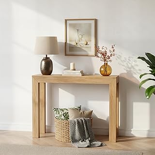 Plank+Beam Modern Solid Wood Console Table, 46.25 Inch, Sofa Table, Narr...
