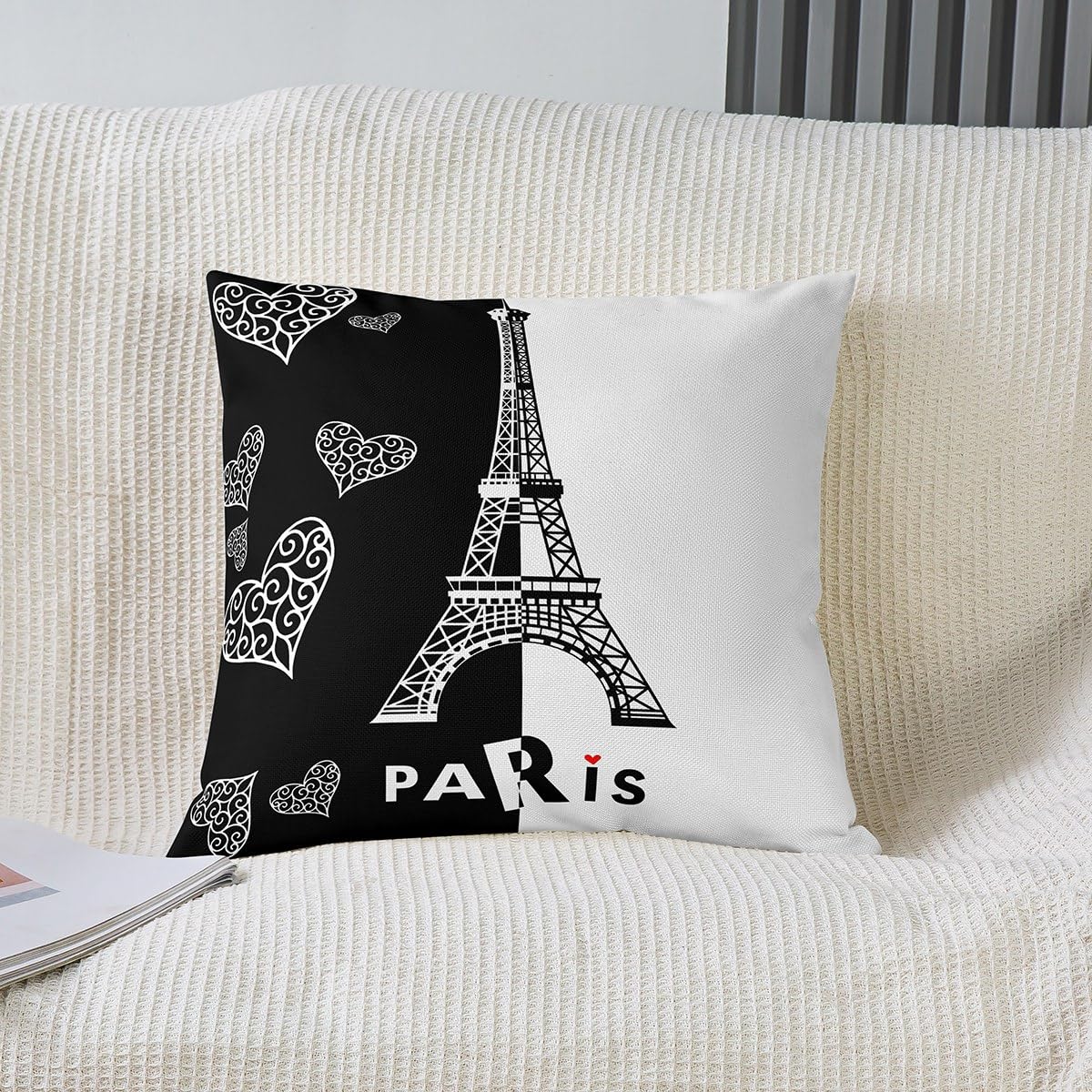 Set di 2 federe per cuscino con motivo Torre Eiffel di Parigi, romantiche e romantiche, per bambini, adolescenti, adulti, in stile semplice, stile semplice, per soggiorno, divano, 50,8 x 50,8 cm