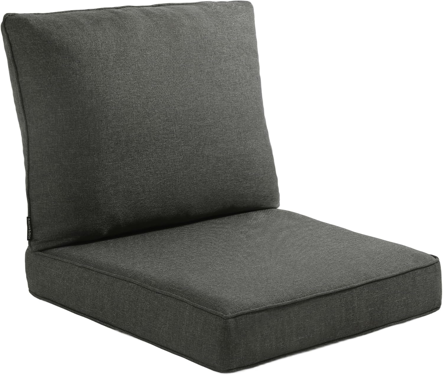 UIXE Deep Seat Outdoor Cushion Set with Back Pillows, Patio Furniture Replacement Cushions, Sectional Sofa Bistro Chair Cushion Slipcover - Dark Gray, Set of 1
