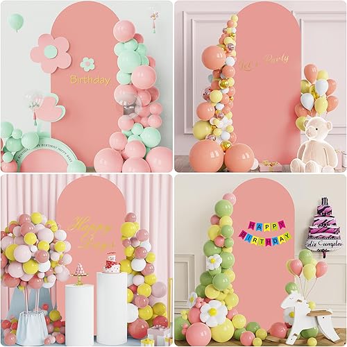 Miniatura 5 de Fomcet Cubierta de arco de boda de 4 pies, color blanco, de 2 caras, de elastano, ajustada, cubierta de arco de tela redonda para fiesta de