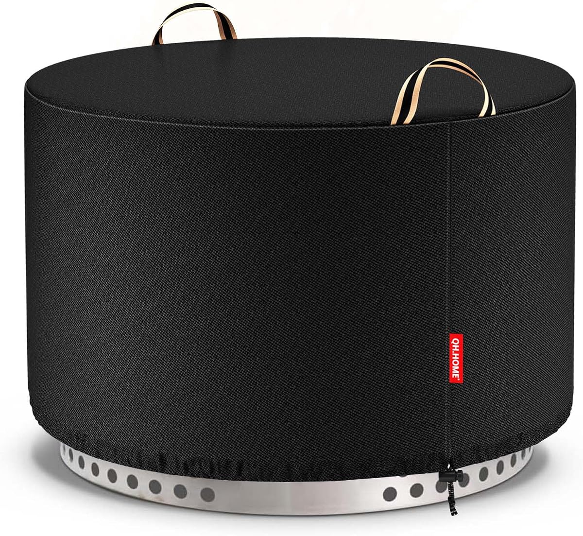 QH.HOME for Solo Stove Yukon 27" 100% Waterproof Smokeless Fire Pit Cover | Fire Pit Cover Round 28"D x 17"H Fits for Gas Fire pit/Table/Bowl, 600D Fade & Tear resistant with Drawstring for Windproof