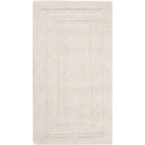 SAFAVIEH Florida Shag Collection Accent Rug - 2'3" x 4', Creme & Creme, Border Design, Non-Shedding & Easy Care, 1.2-inch Thick Ideal for High Traffic Areas in Foyer, Living Room, Bedroom (SG454-1111)