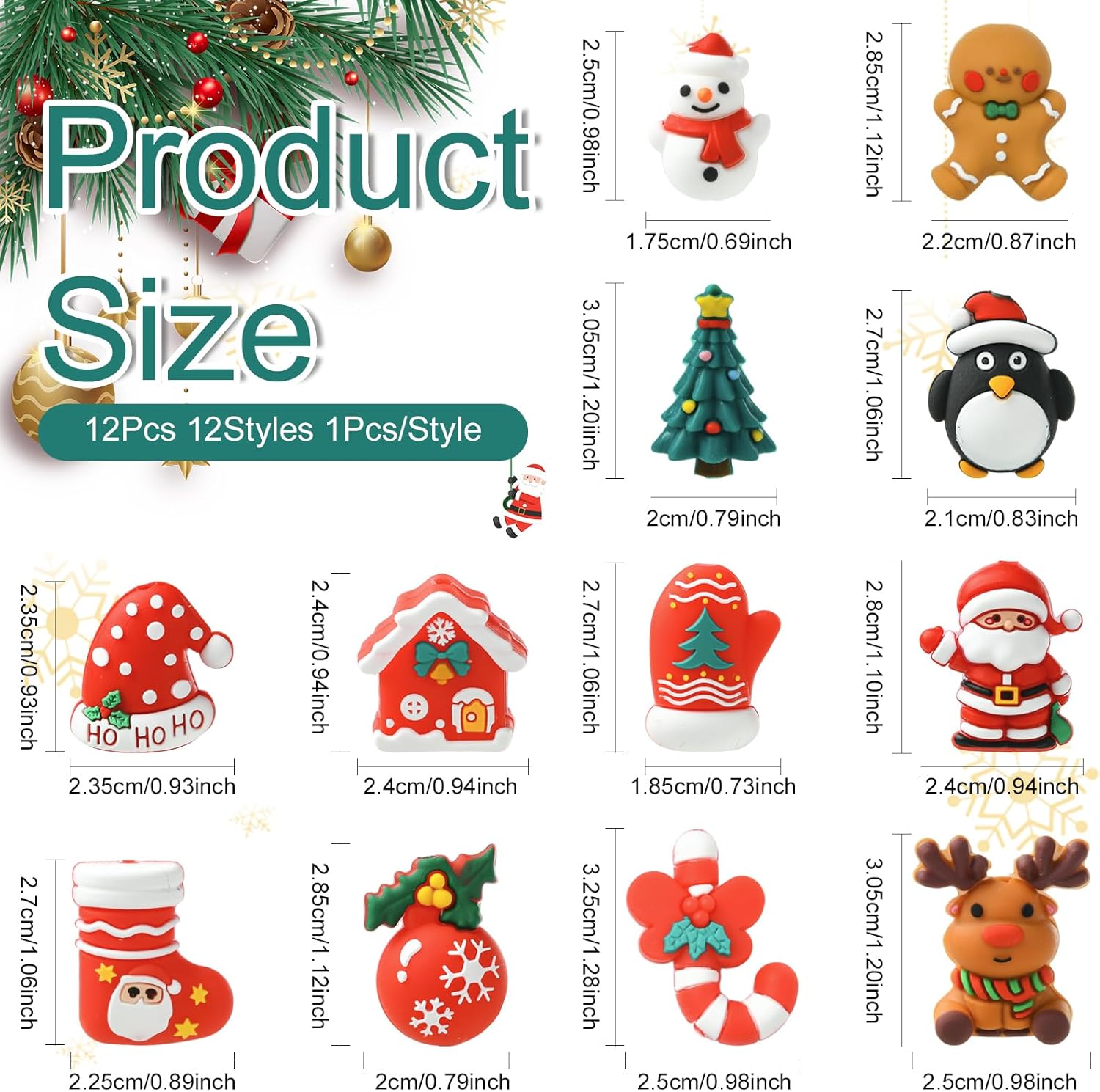 12 Pcs 3D Christmas Silicone Beads for Keychain Making Bulk Focal Beads for Pens Unique Focals for DIY Handicrafts Bracelets Necklace Lanyards Jewelry Making - Image 2
