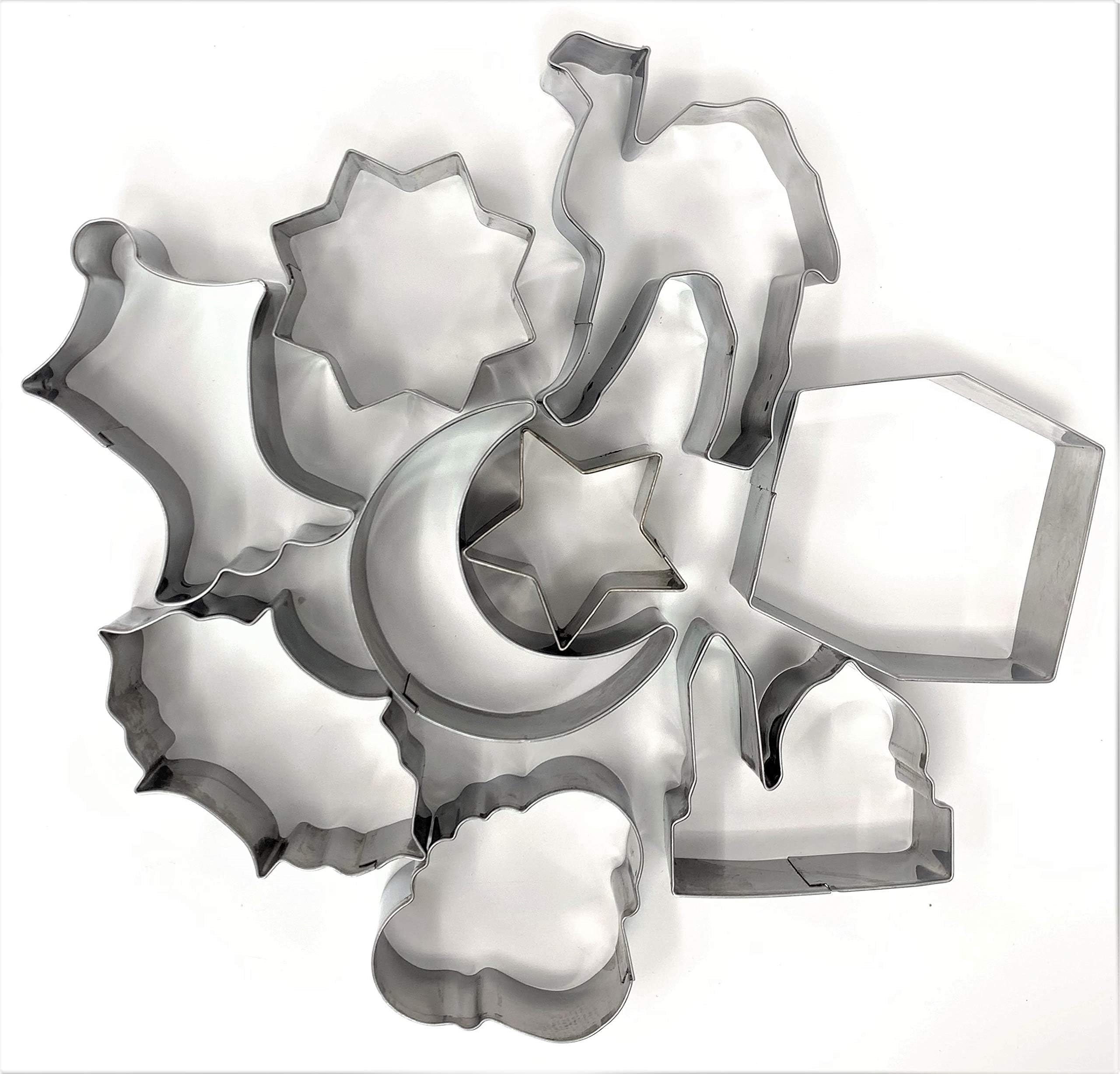 Eid & Ramadan Cookie Cutter Small Set - 7 Stainless Steel Cutters + 2 Bonus cutters. Total 9 Cutters