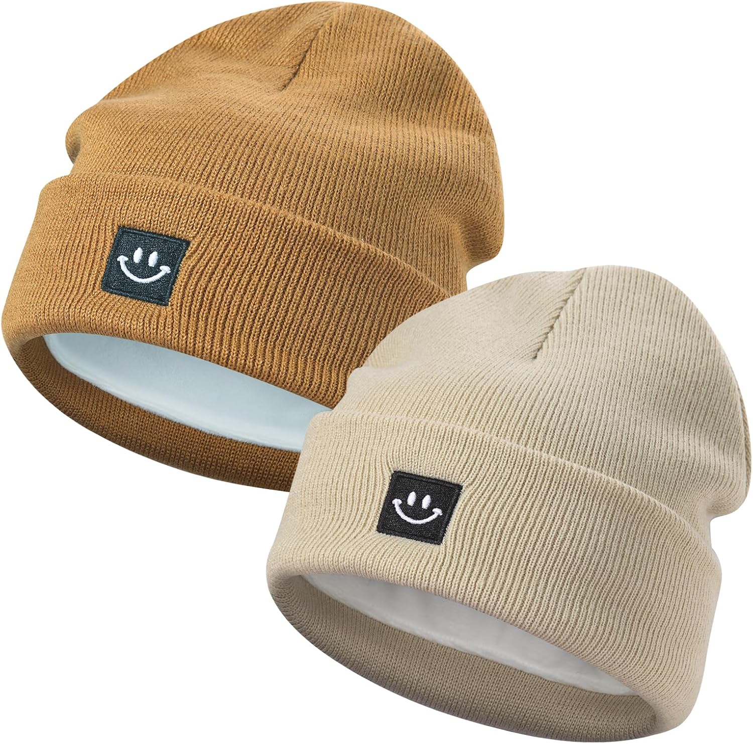 MaxNova 2 Pack Baby Beanie Fleece Lined Knit Toddler Hat for Girls Boys 0-8 Years