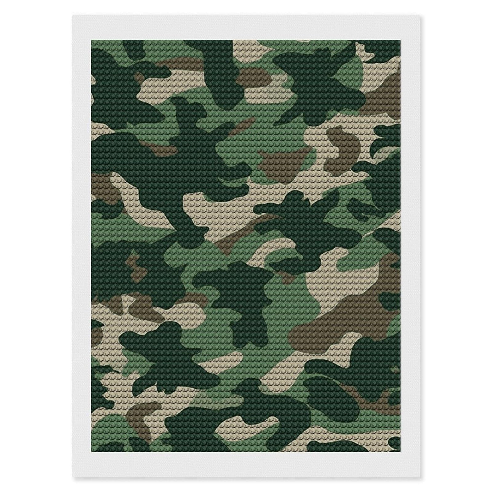 DWVTSLH Camouflage Green Diamond Painting Kits for Adults, Personalized Diamond Photo Art Full Drill, DIY 5D Diamond Art Painting Kits for Beginners, Home Wall Decor 12"x16"