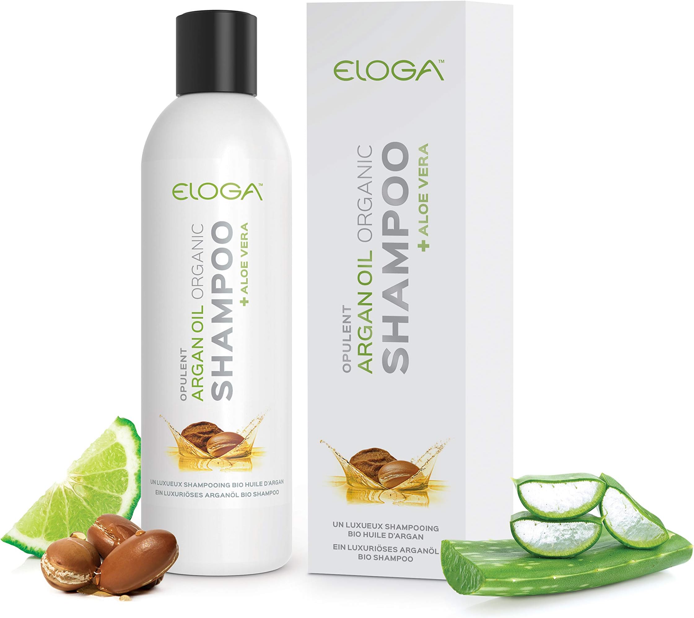 NOVEMBER CLEARANCE OFFER. Eloga Opulent Moroccan Argan Oil Vegan Organic Shampoo with Aloe Vera Juice. 250ml.