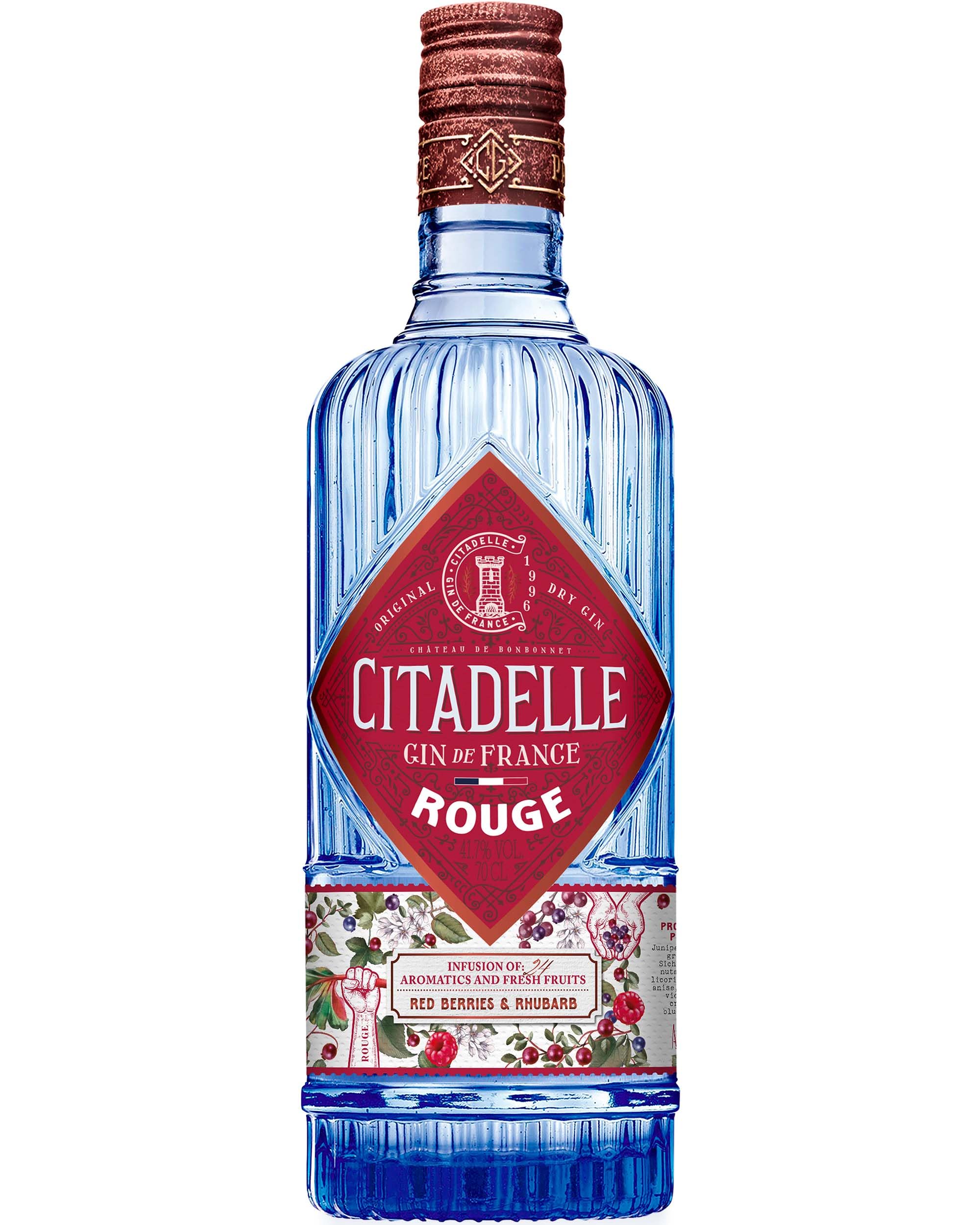 CITADELLE Rouge Dry Gin - Naturally Infused Rhubarb with Red Fruits & Botanicals - Awarded Best Gin at the 2023 Spirits of the Year Competition - Made in France, 41.7% ABV, 70cl
