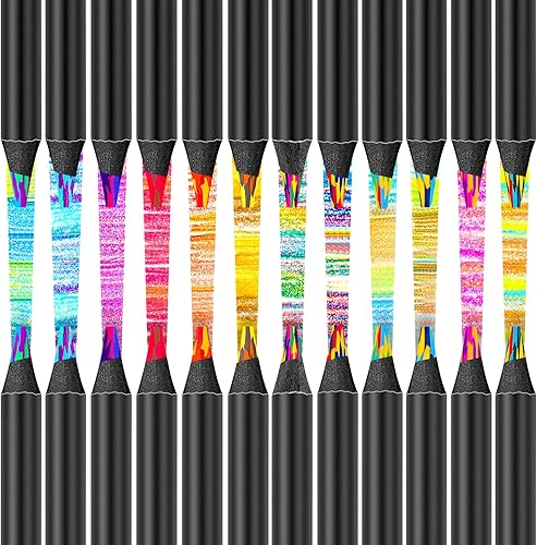 Paquete de 24 lápices arcoíris de 12 colores, lápices de colores gigantes, suministros de arte para adultos y niños, suministros escolares