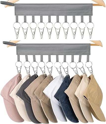 StorageWorks Almacenamiento de sombreros para gorras de béisbol, organizador de sombreros de poliéster para armarios y perchas, colgador de