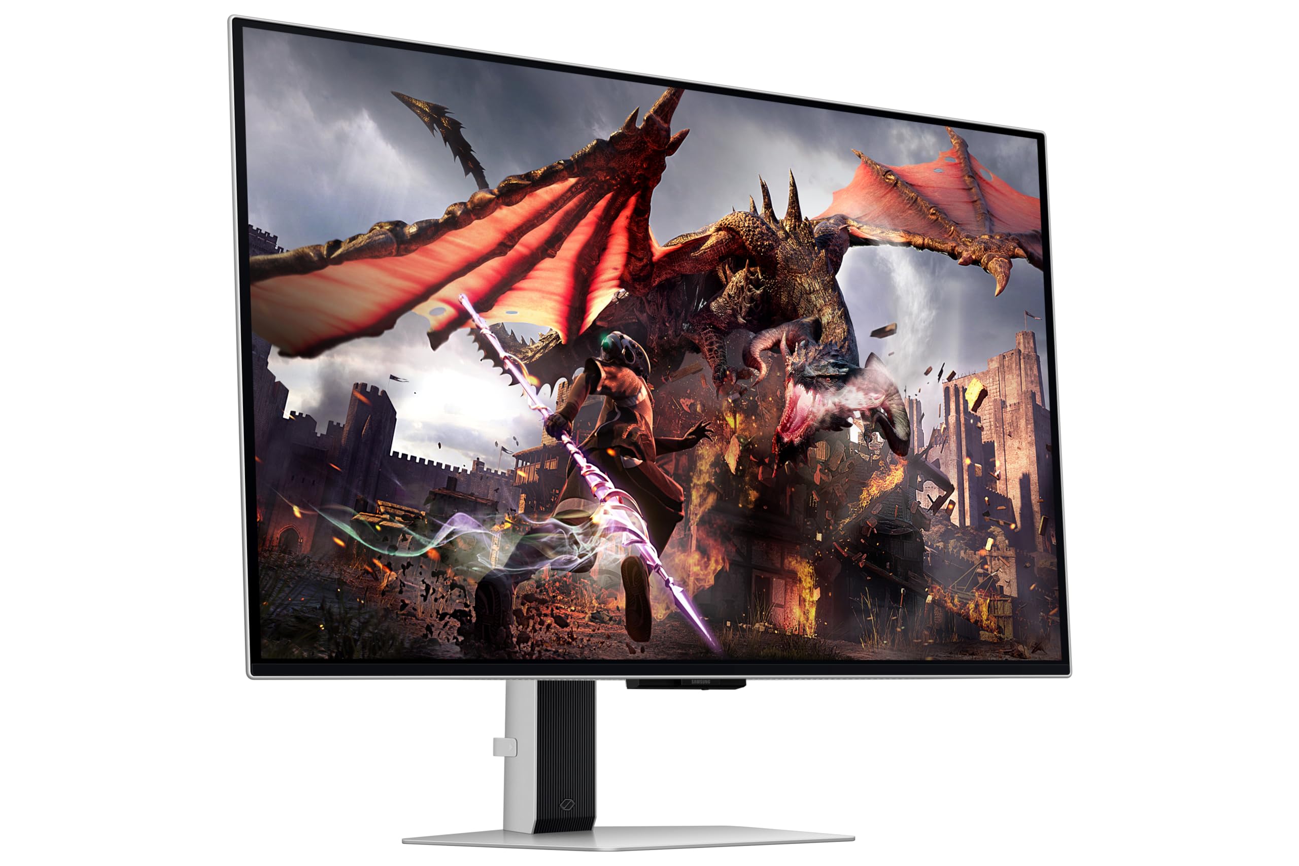 Samsung Monitor do gier Odyssey OLED G8 (S32DG802), płaski, 32'', 3840 x 2160 (UHD 4K), 16:9, HDR10+, OLED, 240 Hz, 0,03 ms (GtG), kompatybilny z G-Sync, HDMI, USB, DP, HAS, Pivot, Gaming Hub