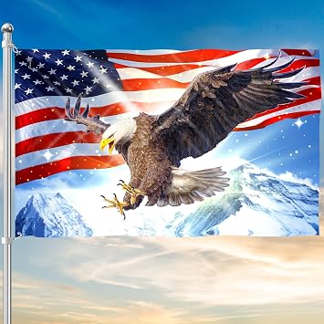 FLAGWIX Patriot American Flags, Decorations For Home, Outside, Independence Day House Flag, Patriot Decorations, American Patriotic Eagle Flag - 3x5 Outdoor Decor Flag with Grommets