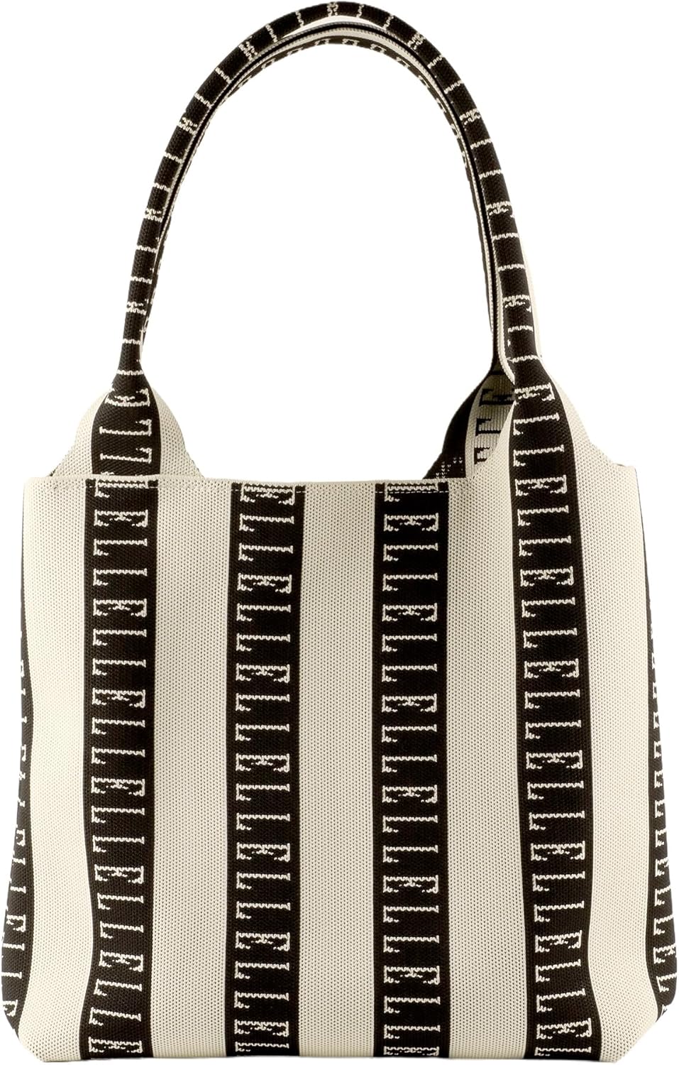ELLE Large Knit Tote Bag | Striped, Foldable