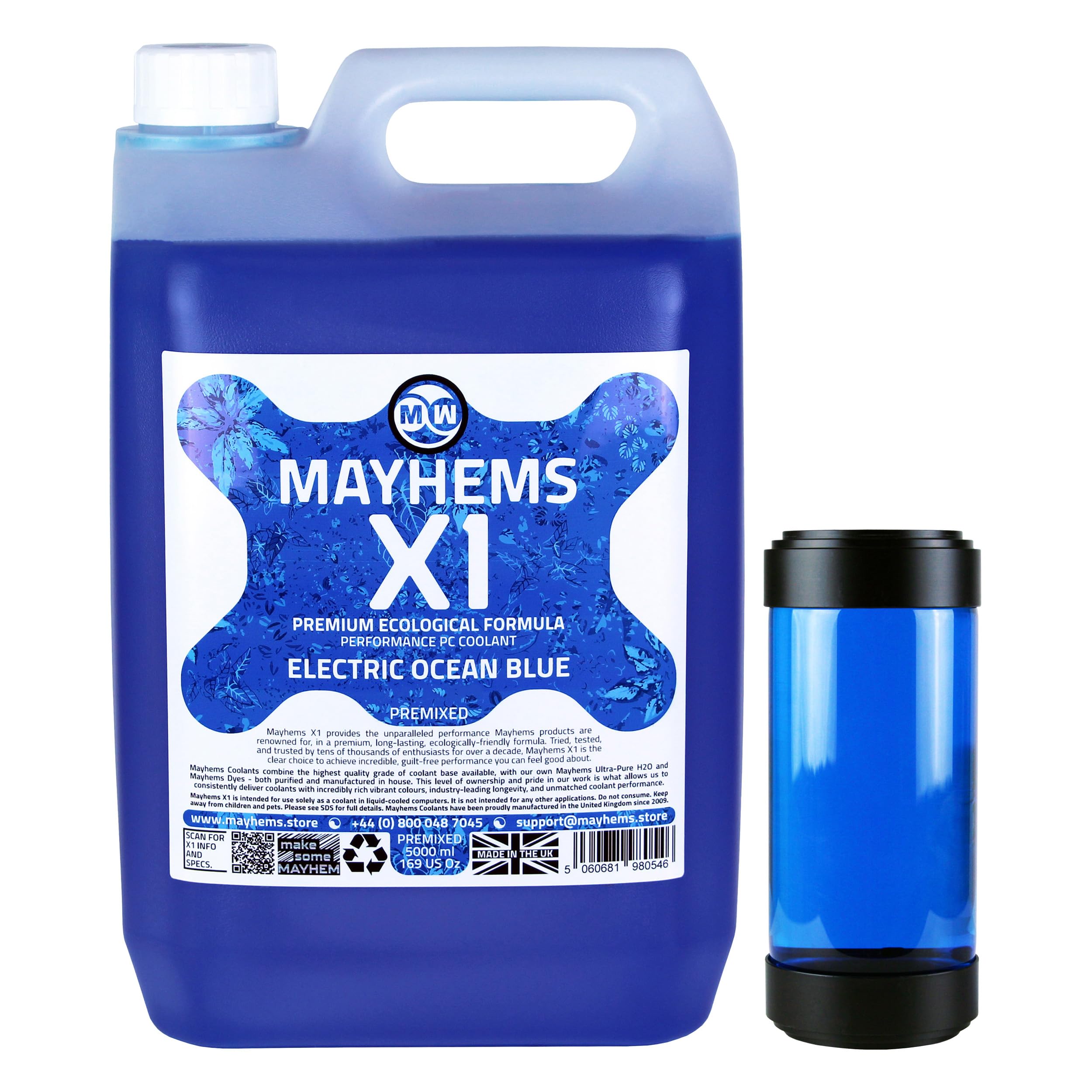 Mayhems - X1 refrigerante premezclado para PC - fluido de refrigeración líquida para ordenadores - serie ecológica, 5 litro, electric ocean blue (azul)