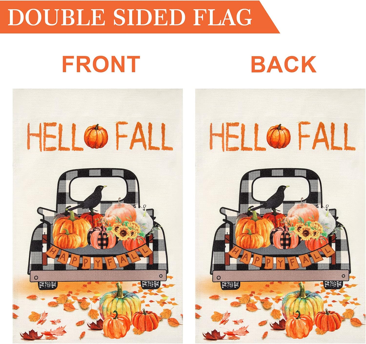Unves Thanksgiving Garden Flag 12.5 x 18, Hello Fall Garden Flag Buffalo Plaid Pumpkin Decor Burlap, Vertical Seasonal Double Sided Autumn Yard Flags for Porch Farmhouse : Patio, Lawn & Garden