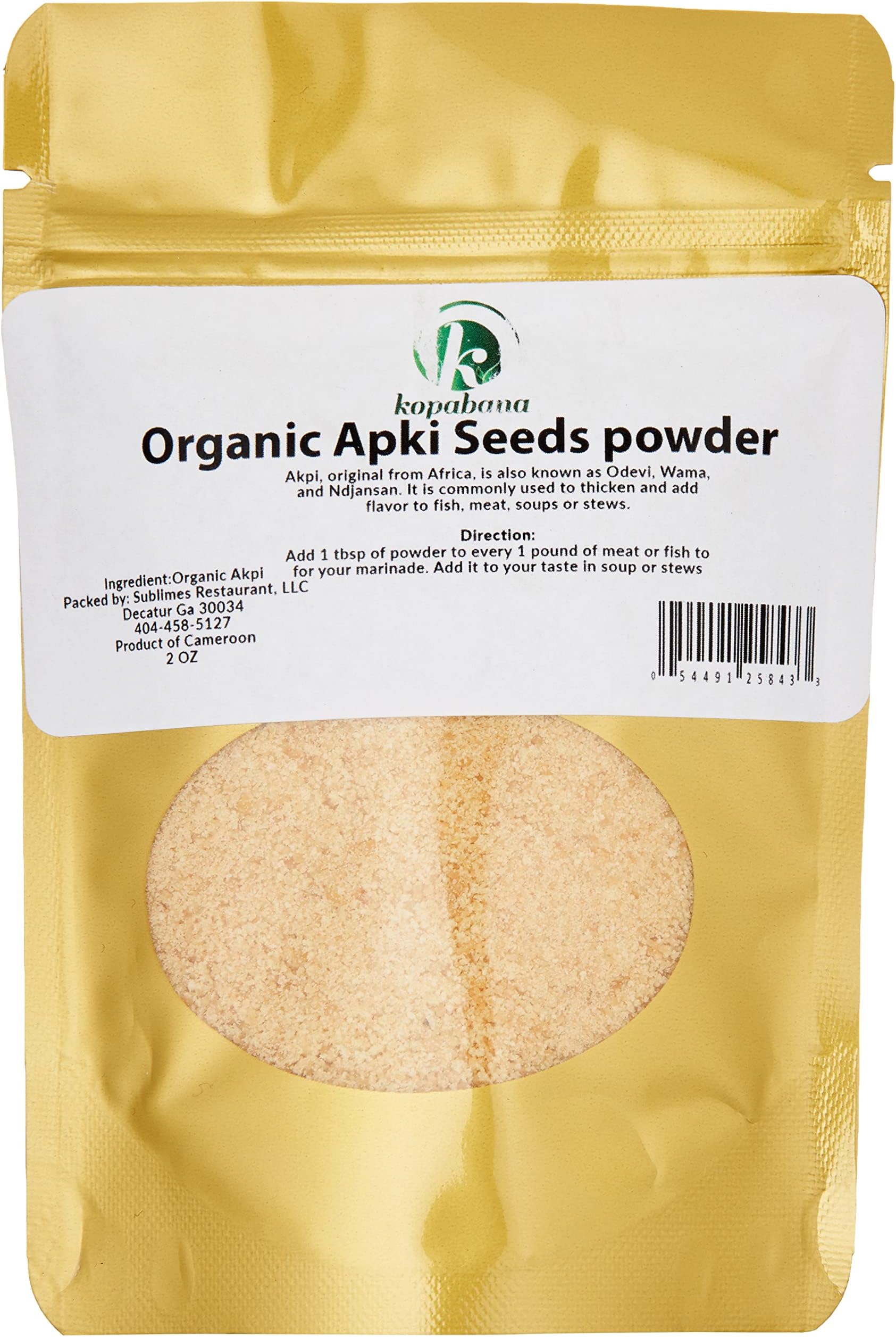 KOPABANA Organic Akpi Seed Powder بدور الاكبي 2 oz