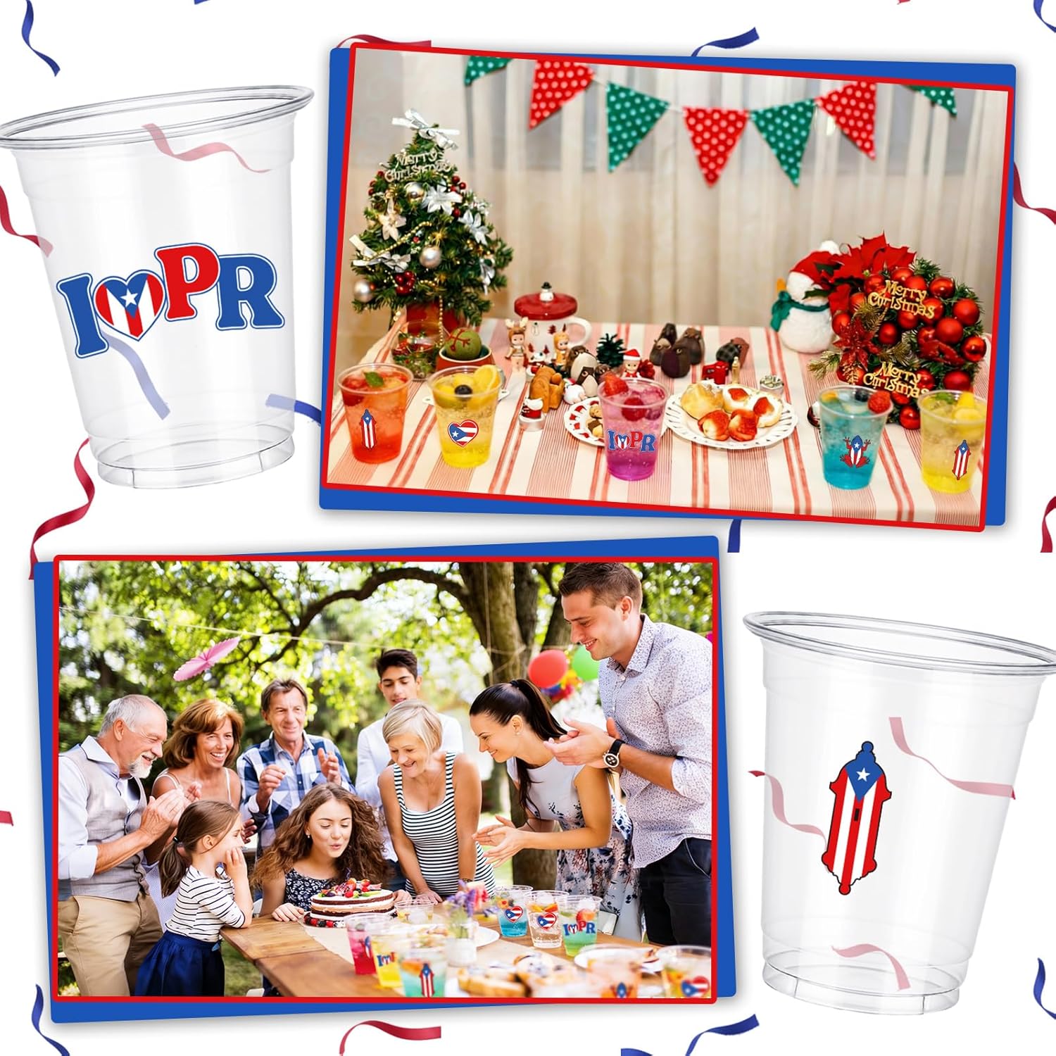 Yungyan 100 Pcs 12 oz Puerto Rico Plastic Cups Bulk Puerto Rico Gifts Pride Party Favors Decoration Disposable Transparent Souvenirs Cups with Country Flag Symbols for Family Rican Pr Friends