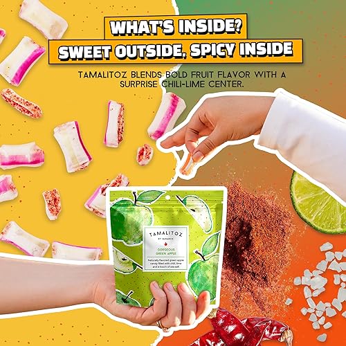 Vista 101 de Tamalitoz de Sugarox - Paquete de 8 caramelos duros hechos a mano con mango dulce y picante hecho a mano con chile en polvo, lima y sal marina.
