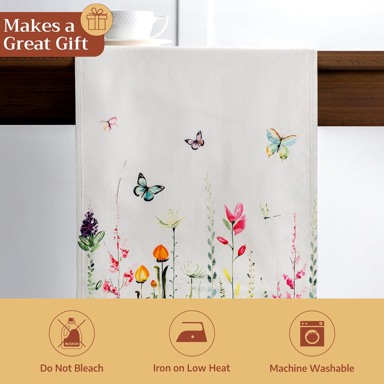 Maison d' Hermine Table Runner 100% Cotton Double Layer Table Runners 108 inches Long Decorative for Home Kitchen Dining Party Gifts for Mothers Day Spring Summer (Botanical Fresh)