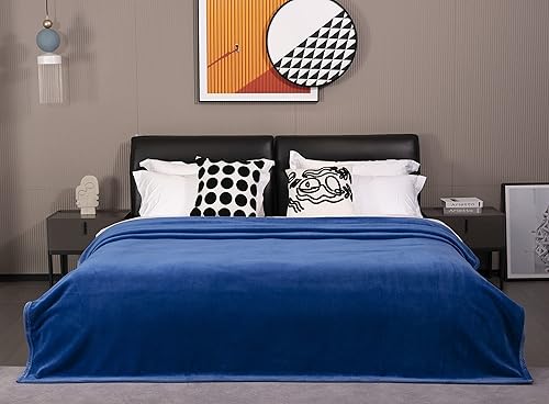 Miniatura 5 de Mellowdy Manta de Franela Extra Gruesa y Muy Suave (Azul Zafiro, 90x90) - Manta Cálida de Tamaño Queen de 500GSM para Invierno, Otoño  Suave,