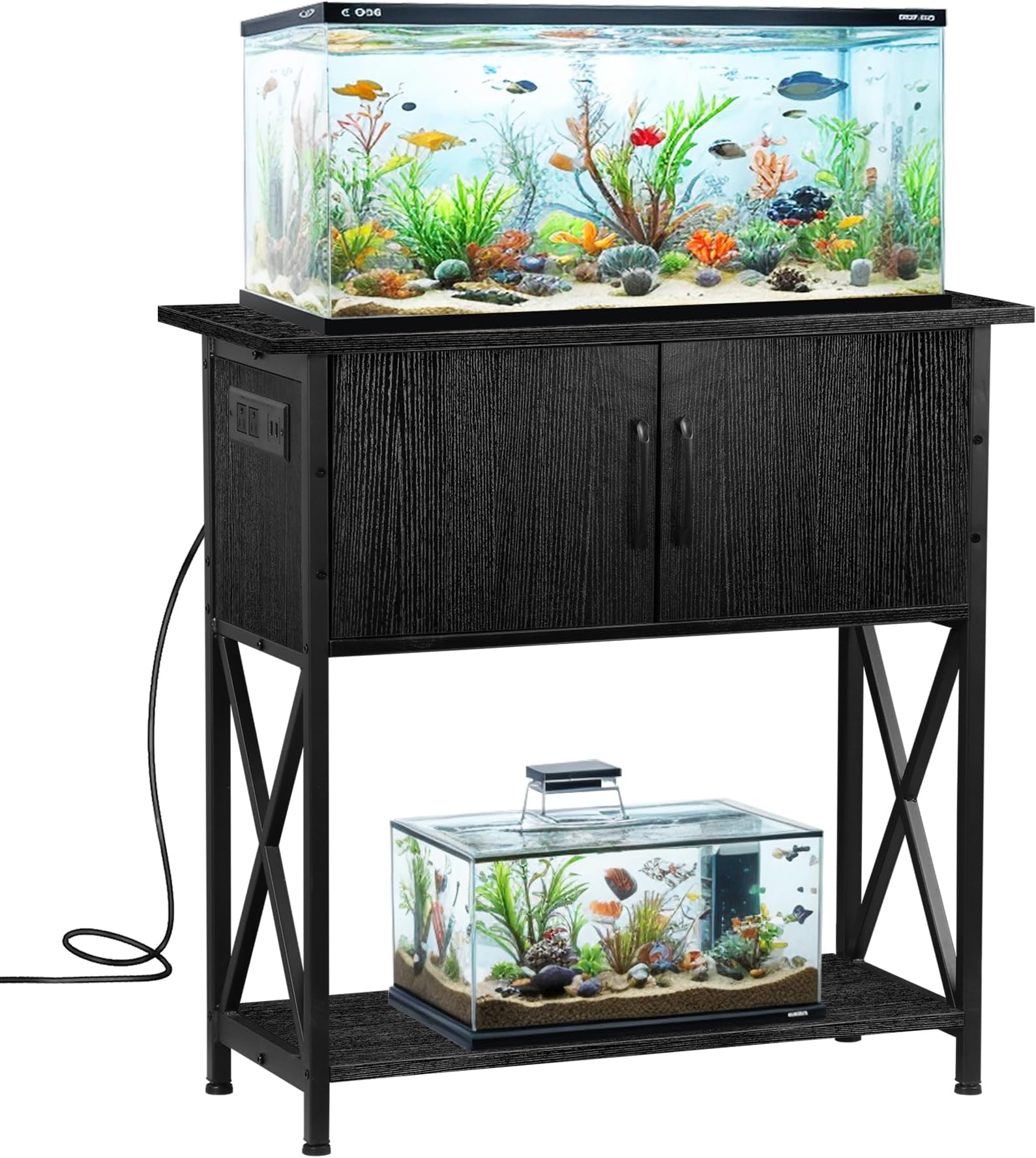 Amazon.com : 29 Gallon Aquarium Stand with Cabinet Storage - Metal Fish ...