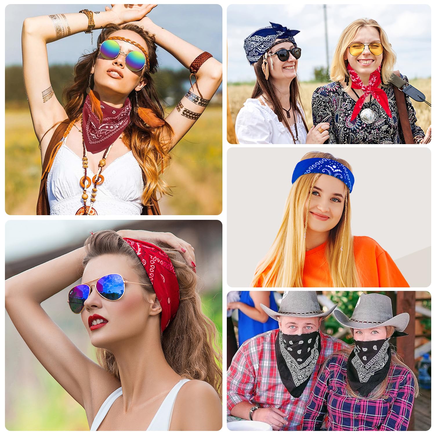 Bandana Hombre Mujer – Set de 23 Pañuelos Bandana de Algodón 54x54 cm – Bandanas Coloridas para Cabeza, Cuello o Pelo, Bandana Roja Azul Rosa, Bandana Niño Niña, Bandana Negra y Blanca