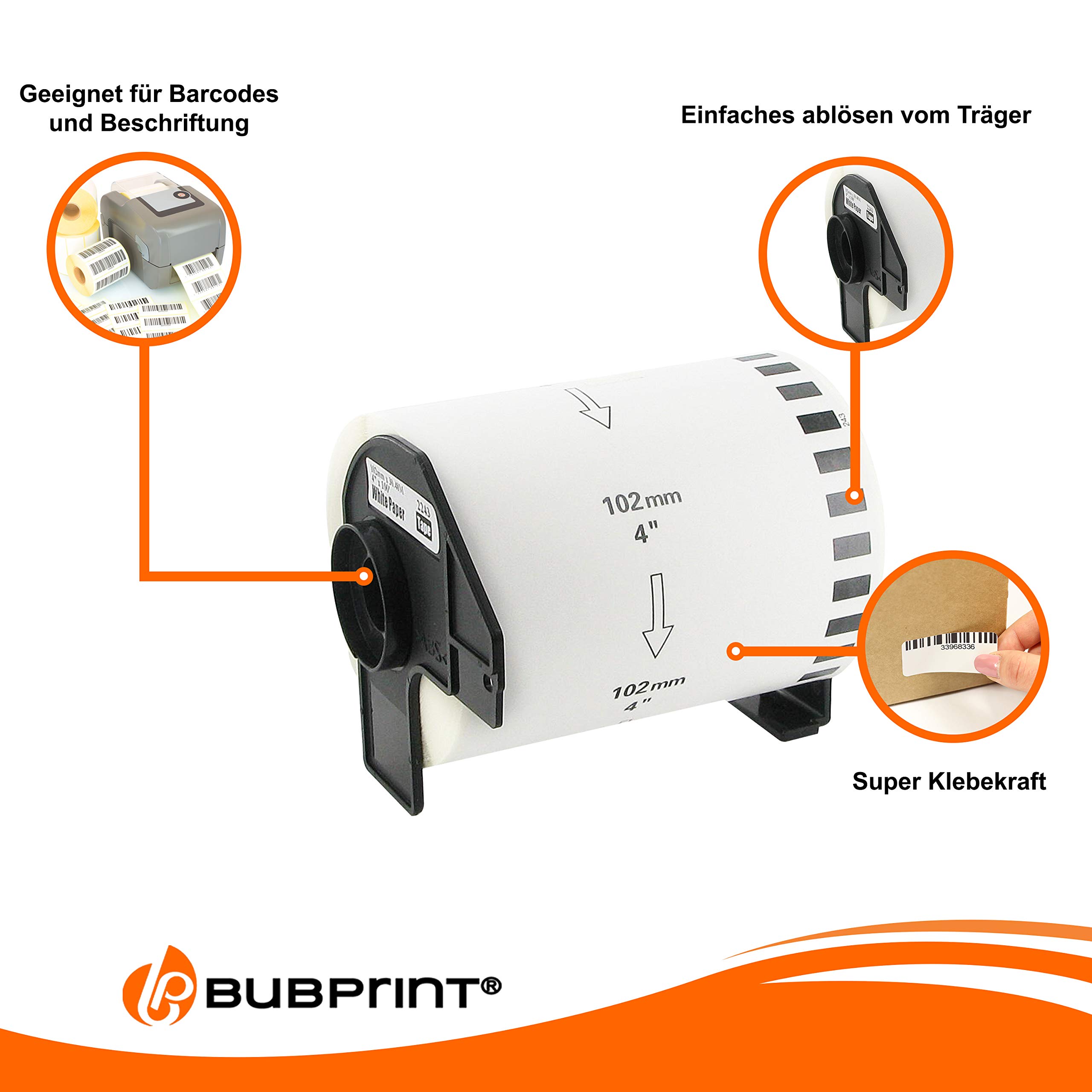 Bubprint 20 Etiketten kompatibel mit Brother DK-22243 102mm x 30,48m