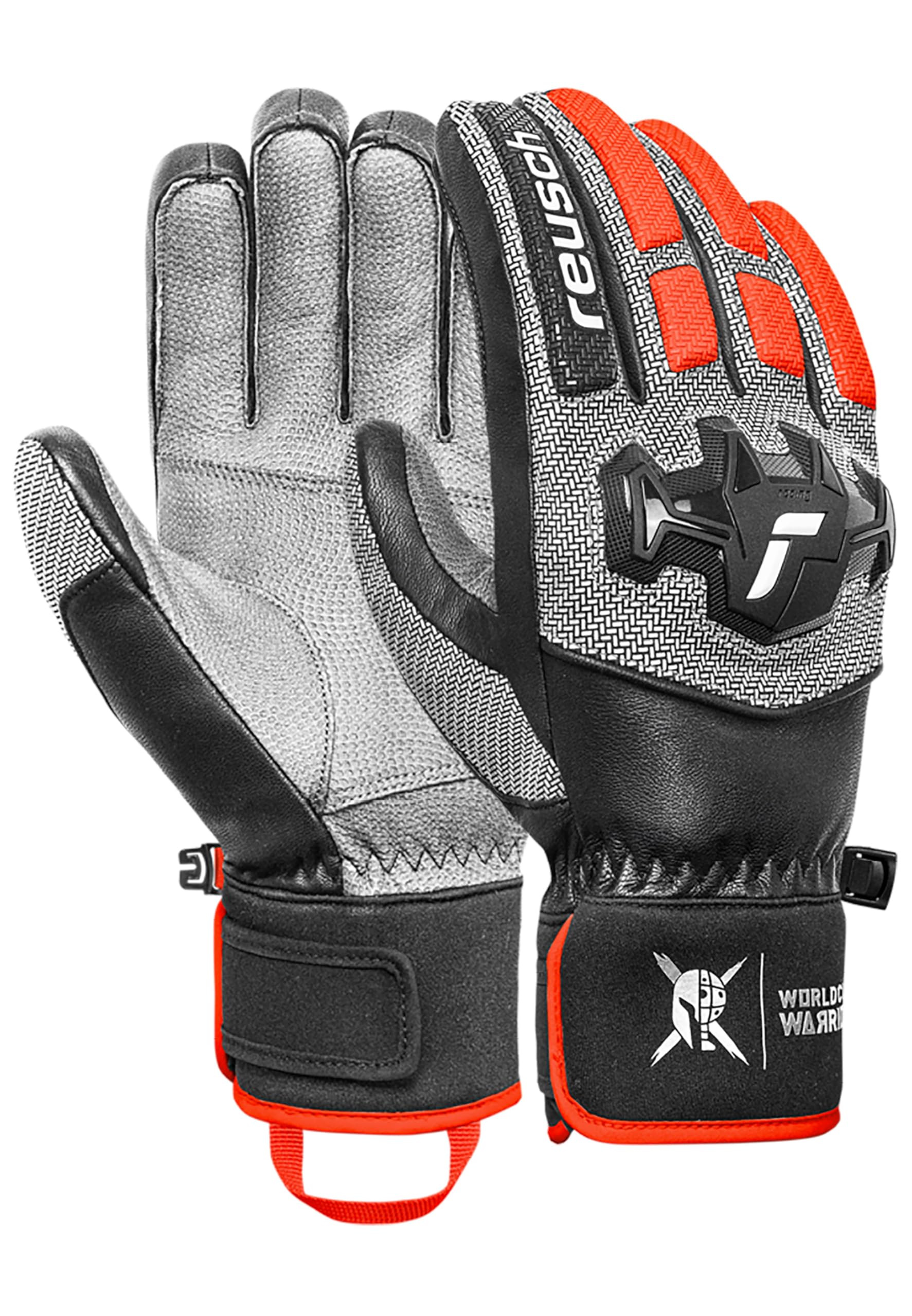 Reusch Worldcup Warrior Team rękawice narciarskie – unisex rękawice wyścigowe z izolacją TecFill, wyściółka palców, ochrona kostek, pełna skóra, wiatroszczelne, oddychające, dla profesjonalistów w