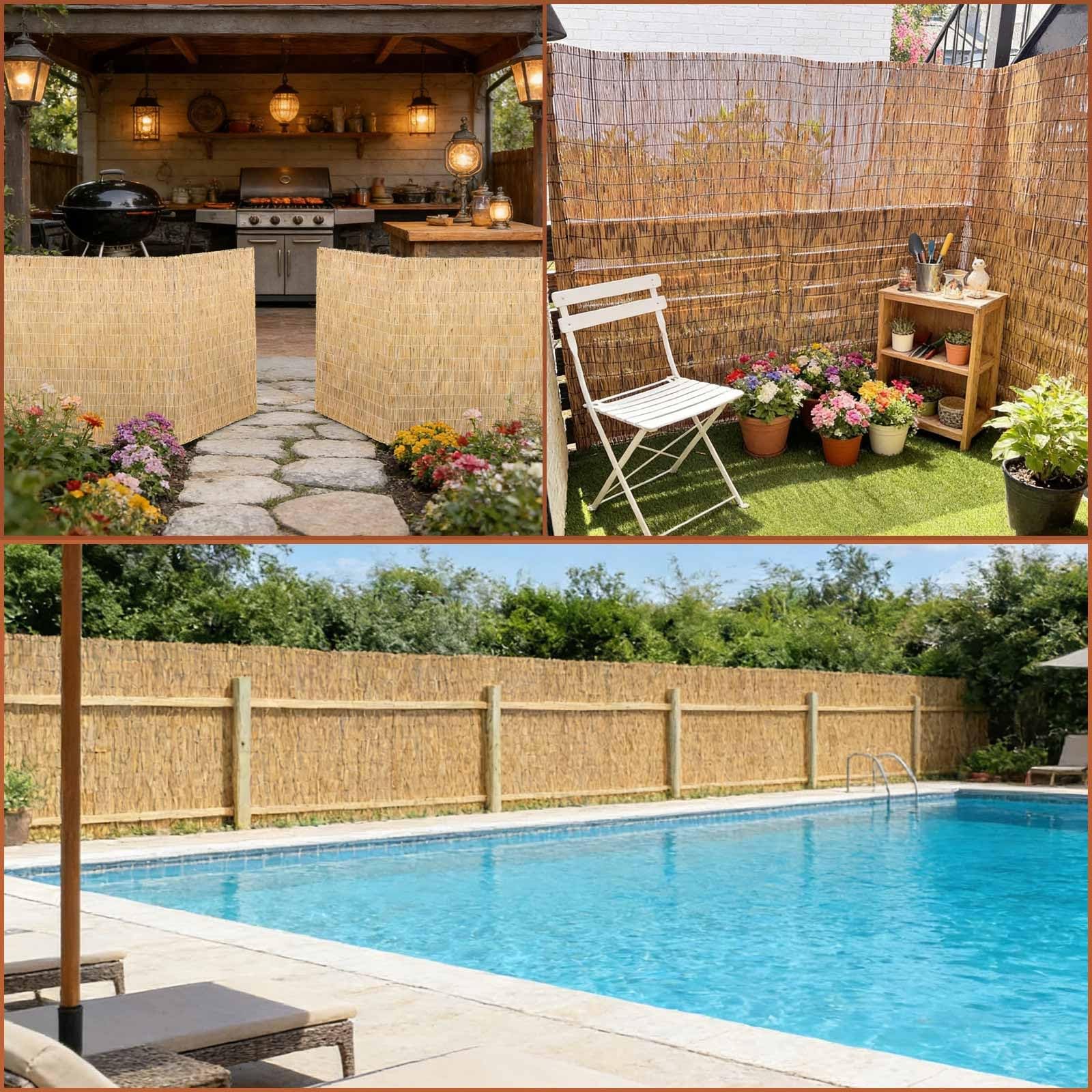 Valla De Bambú Rollo De Caña Bambu Para Valla Privacidad Malla Sombreo Cerramiento Terraza Exterior Cercado Cañizo Jardin Ocultacion 50 60 70 75 80 90 110 120 150 180cm Alto(Natural White,80x1000cm)
